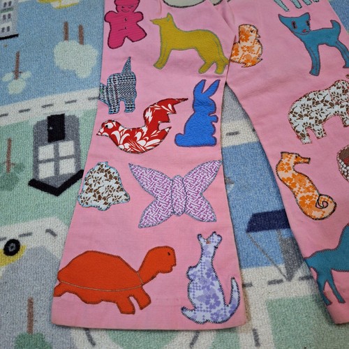 Vintage Handmade Pink Flare Pants W/ Crazy Funky Patches Girls 5/6 - Picture 7 of 14