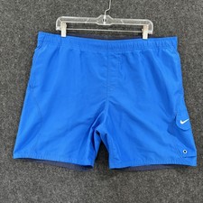 Nike Swim Trunks Shorts Mens Large Blue Mesh Lined Quick Dry Pocket Swoosh Logo