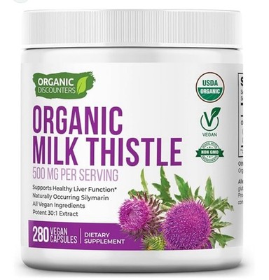 Organic Discounters USDA Organic Milk Thistle Extract Capsules, 280 Count