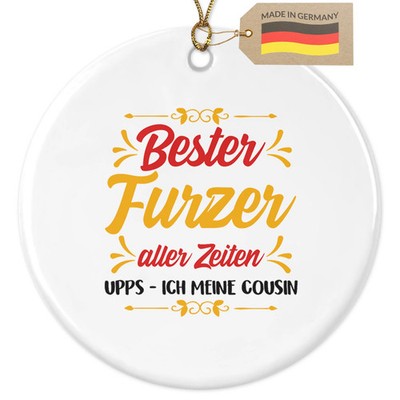 Cousin Geschenk Weihnachtsdeko Baum-Anhänger Christbaum Keramik Rund