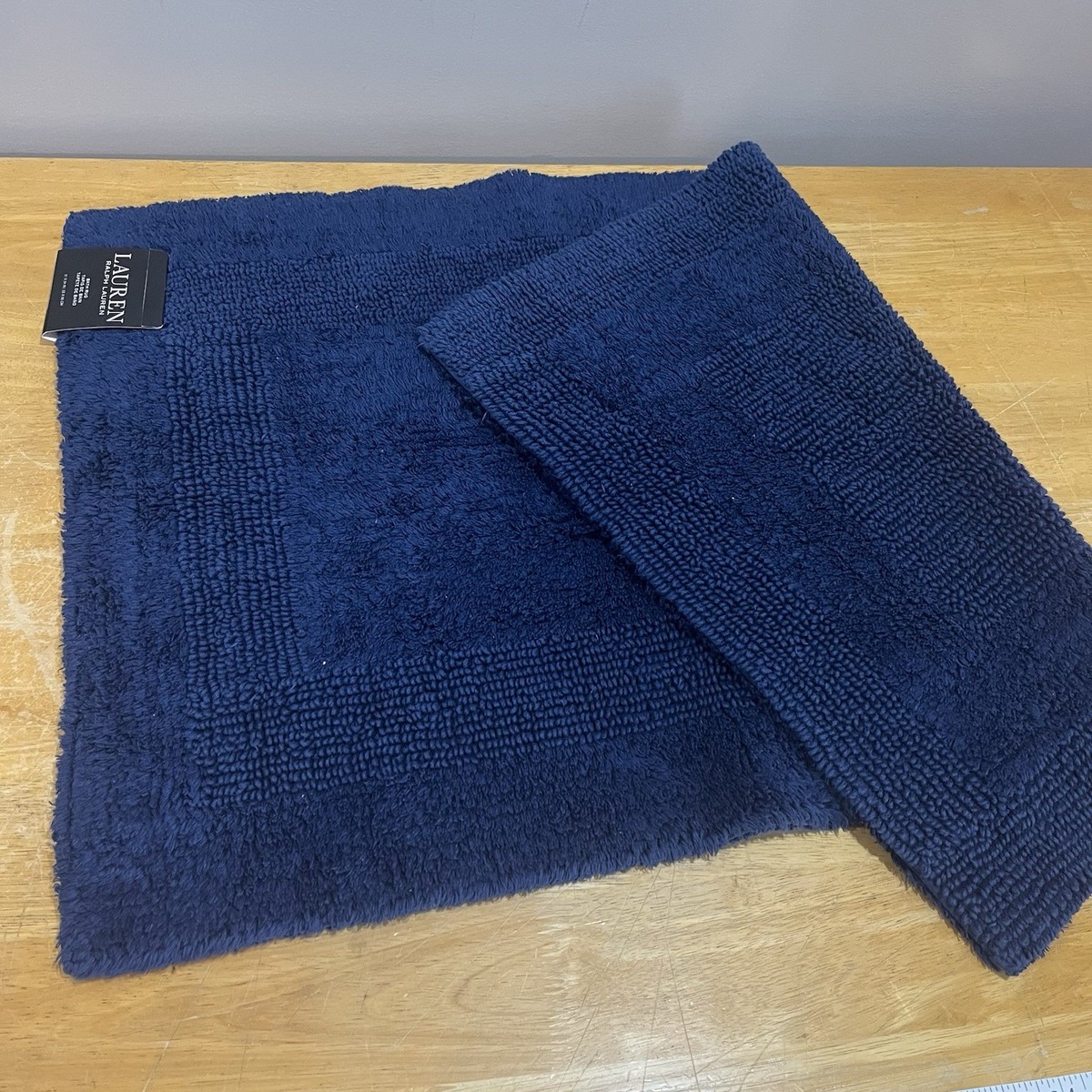 Lauren Ralph Lauren Dark Blue Bath Mat/Rug Reversible 100% Cotton