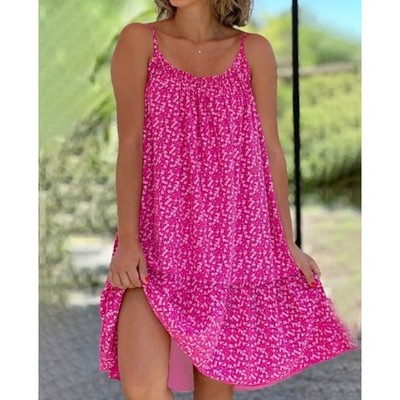 Sommerkleid im Bohème-Stil, ärmelloses Strandkleid mit Spaghettiträgern
