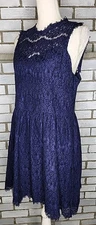 Xhilaration Junior’s Sleeveless Floral Lace Overlay A-Line Dress Size XL Blue