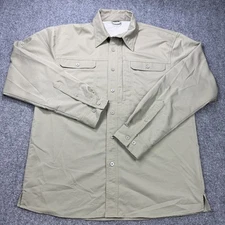 Hi Tec Shirt Mens Medium Green Tactical Performance Ripstop Roll Up Sleeve