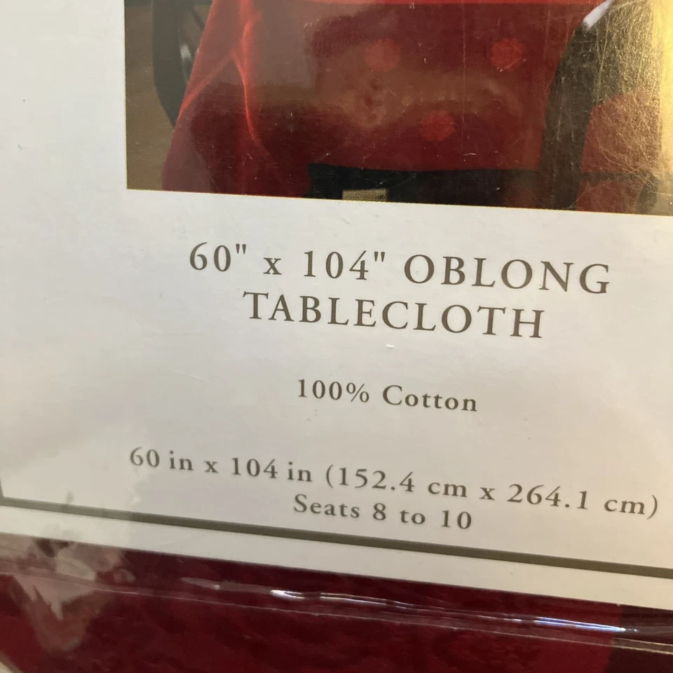Fieldcrest Classic Tablecloth Oblong 60” x 104” Red 100% Cotton NEW - Image 3 of 4