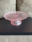 Pink Cake Stand Depression Glass & Scalloped Edge 10 8"x3.25"