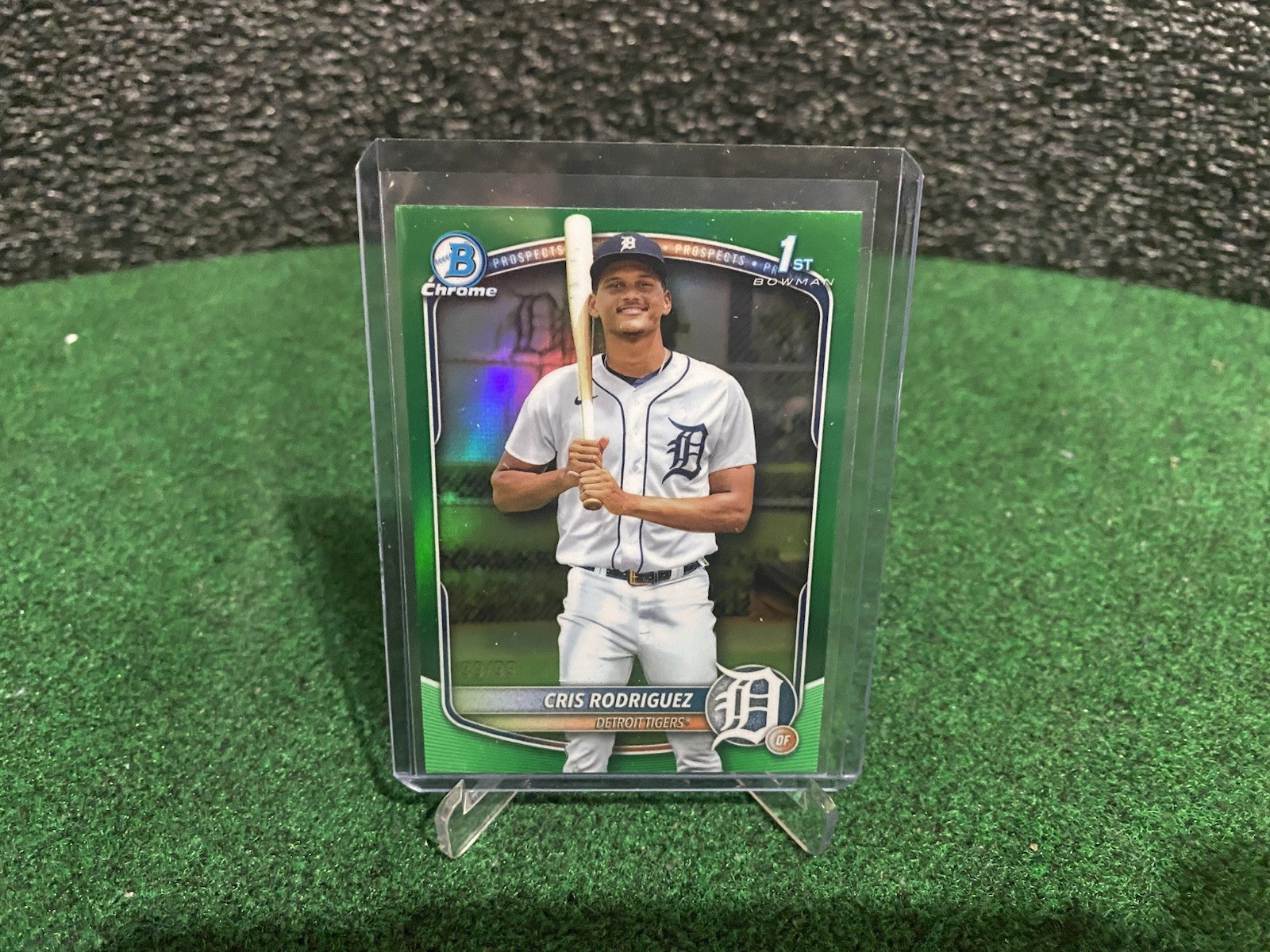 2025 Bowman Chrome Cris Rodriguez True Green Refractor 1st Prospect /99 Tigers