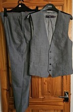 NEXT Mens Grey 40R Waistcoat & 32W/29L (32S) Grey Regular Trousers