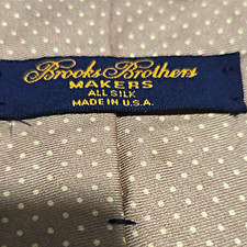 Brooks Brothers Makers Men's Silk Woven Pointed Tie Gold Polka Dot Made in USA