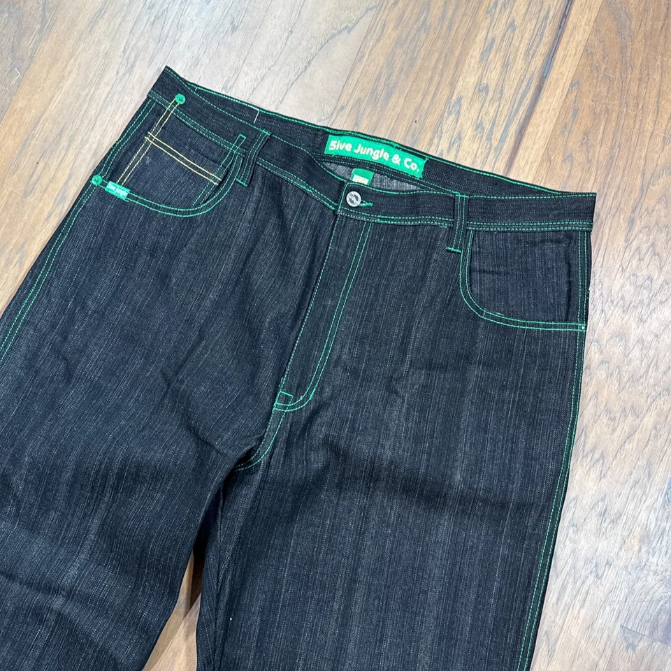 Vintage 5ive Jungle Jeans Mens 44 Black Denim Pants JNCO Style Baggy Southpole - Image 3 of 4