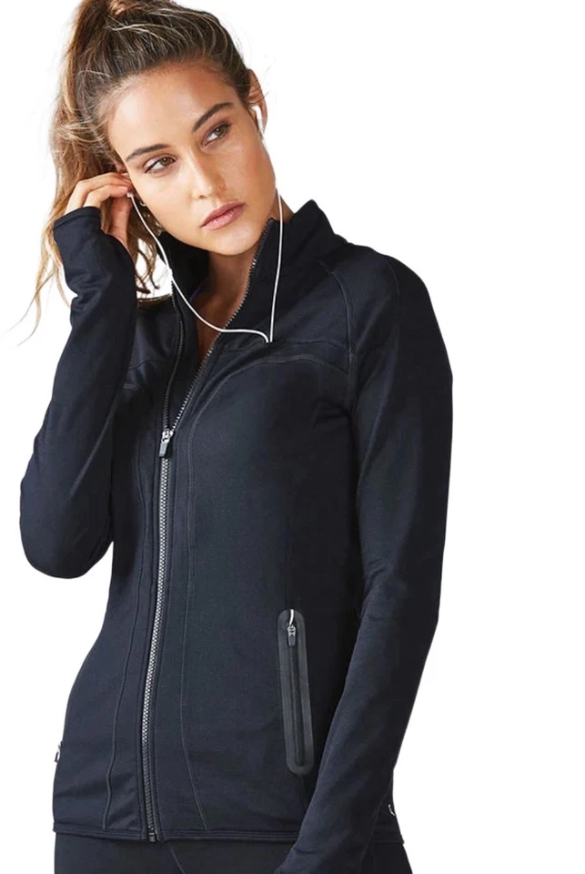 Fabletics Women’s Jojo Jacket Black Full Zip Pockets Vented Stretch Size L - Image 3 of 4