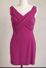 NWT Lauren Ralph Lauren Ruched Sheath Dress 14 Sleeveless V-Neck Knee Length