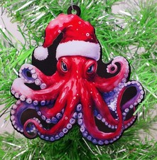OCTOPUS Ornament - Oceanic OCTOPUS SANTA Themed Christmas Ornament NEW