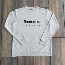 Vintage Reebok 90s Beige / Brown Sweatshirt Men?s XL Spell Out Embroidered Logo
