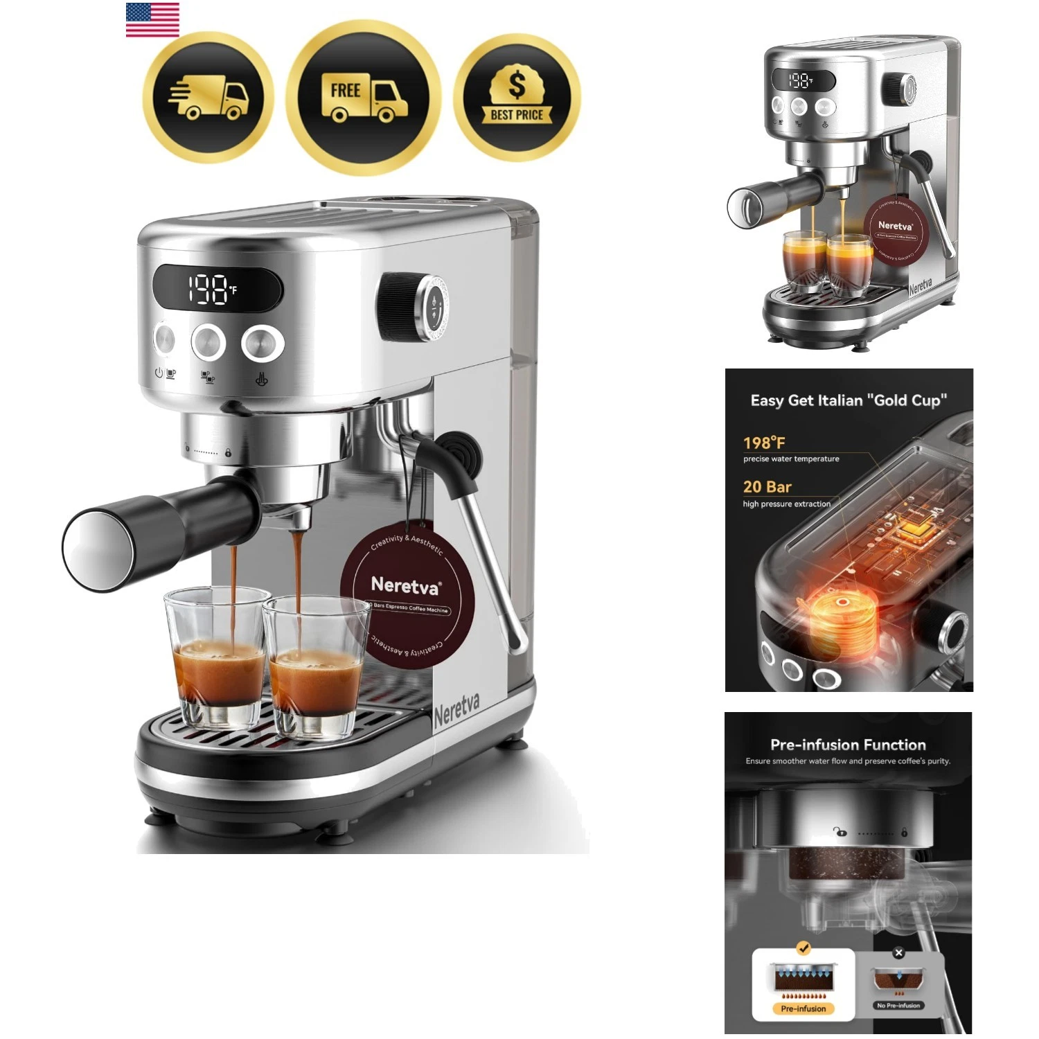 Espresso Machine 20 Bar, Super Compact Espresso Maker Stainless Steel Profess...
Opens in a new wind