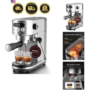 Espresso Machine 20 Bar, Super Compact Espresso Maker Stainless Steel Profess...