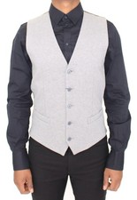 Dolce&Gabbana Men Gray Vest Cotton Blend Full Buttons Classic Waistcoat Sz IT 44