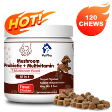 Turkey Tail Mushroom for Dogs - 120 Soft Chews - with Turkey Tail, Lion  s Mane