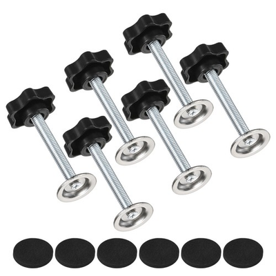 #ad 6 Pack M8x55mm Star Clamping Knobs with Screws Pressure Plate Rubber Pad AU $21.09