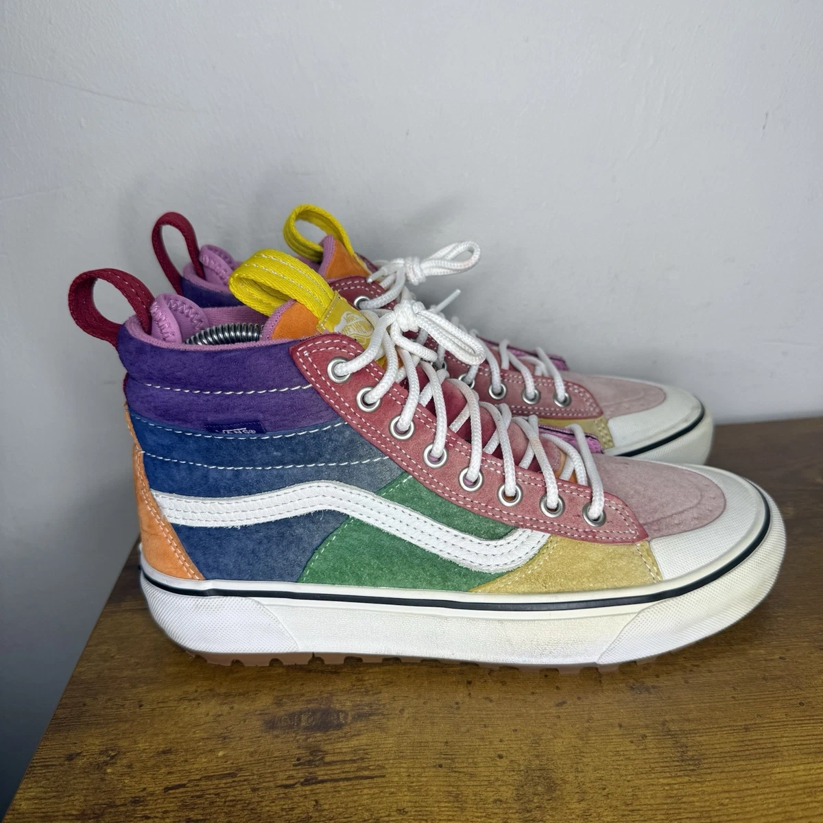 Vans Sk8-Hi Shoes Mens Size 8 Crayola Multicolor Rainbow High Top Canvas Skate Vans Skate Sk8-Hi Pride White Rainbow Classic Shoe Mens Size  main image 3