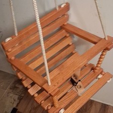 Vintange Wooden Toddler Porch Swing Chair Seat with Rope Hangers