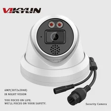 VIKYLIN 6MP IR Turret IP Camera MIC Speaker POE Outdoor Waterproof Security IPC