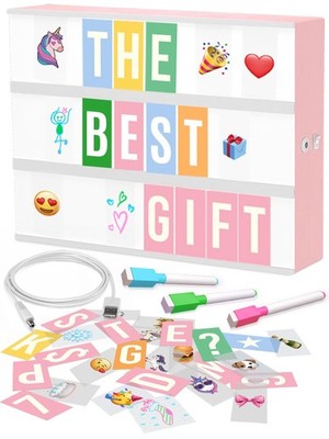 Pink Cinema Light Box with 312 Letters, Emojis & 3 Markers - Led Light Box Sign