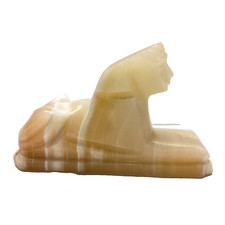 Egyptian Sphinx Carved Marble Stone Paperweight Figurine Sculpture Vintage 5"X3"