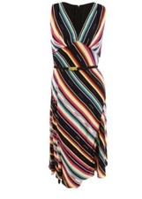 84 NWT Ralph Lauren Serape Southwestern Striped Georgette Belted Dress 8