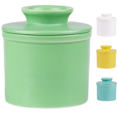 Ceramic Butter Crock with Lid Countertop French Butter Keeper with