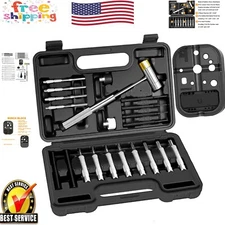 Durable Chrome Vanadium Steel Punch Tool Set with Bench Block Storage - 12 Tools