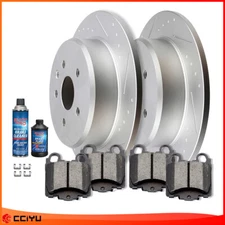Rear Slotted Brake Rotors Discs And Ceramic Pads For 1998-2005 Lexus GS300 GS400