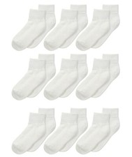Jefferies Socks Seamless Sport Quarter Half Cushion White 9-Pair Kids XS 10774