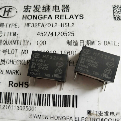 5PCS HONGFA HF32FA-012-HSL2 Power Relay 12VDC 4Pins 5A 250VAC