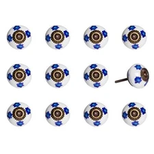 1.5 X 1.5 X 1.5 White Blue And Turquoise  Knobs 12 Pack