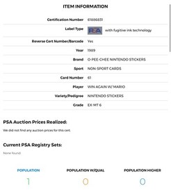 1989 OPC nintendo #61 super mario bros 2 rc;  *SERIES II* NES  PSA 6 💥 HIGHEST