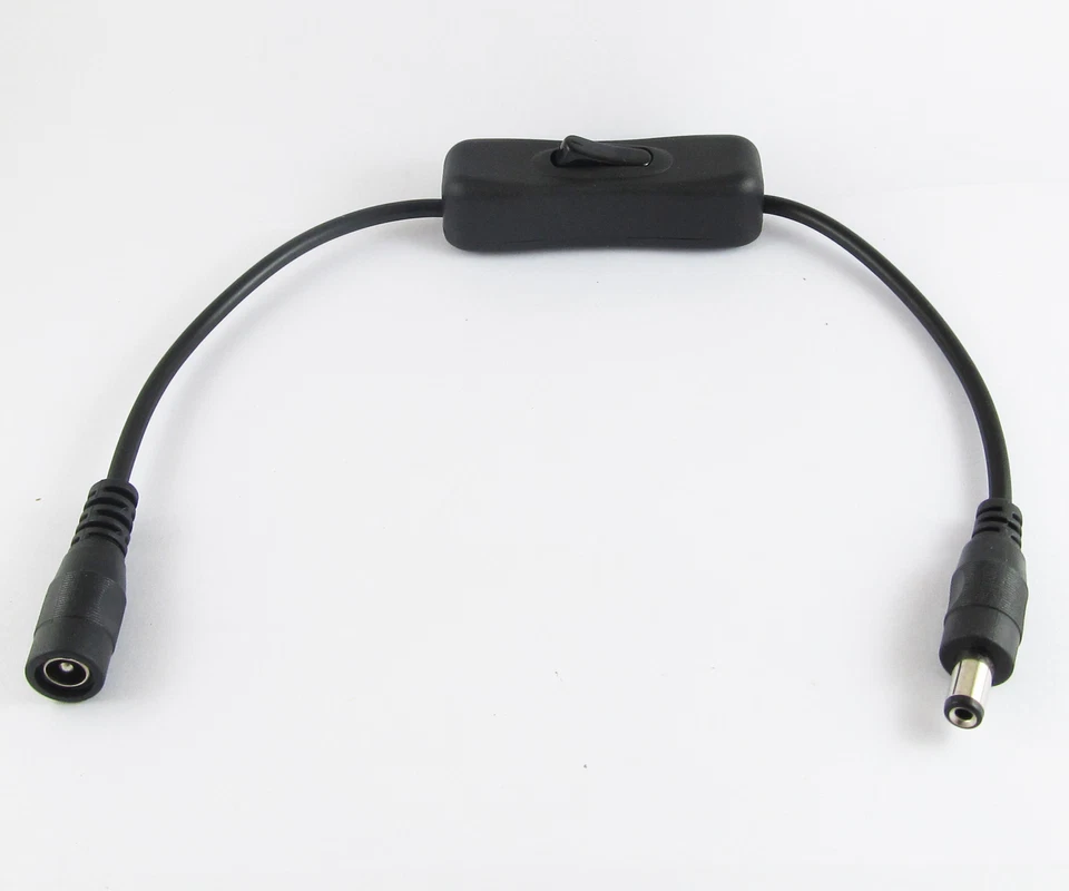 4pcs 30cm/1ft 2.1x5.5mm 2.1mm Male to Female DC Power Cable With On/Off Switch - Image 3 of 4