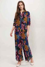 Johnny Was Astrid Pleated Multi-Color Floral Print Pants Size Medium-MSRP 318