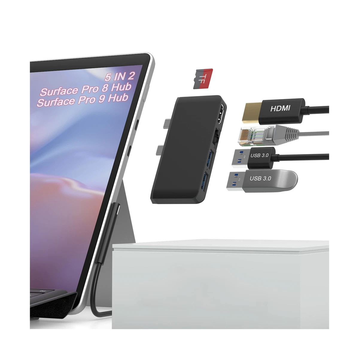 Surface Pro 8 USB C Adapter with 100M Ethernet LAN+ 4K HDMI