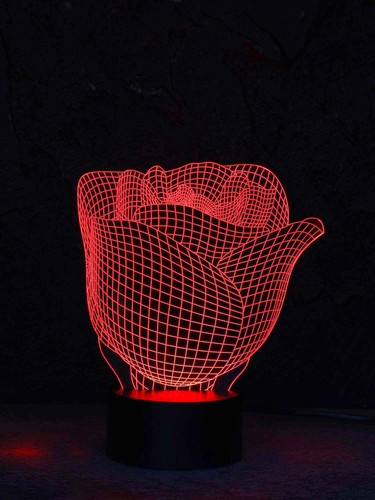 originelle 3D LED-Lampe Rose Tischlampe Nachttischlampe Mehrfarbenlicht Wohnlich - Bild 4 von 8