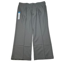 Haggar Cool 18 Pro Dress Pants Mens 40x29 Gray Pleated Classic Fit Stretch NEW