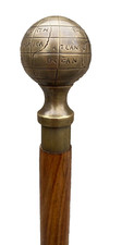 Nautical Antique Brass World Globe style Handle Brown wooden walking stick canes
