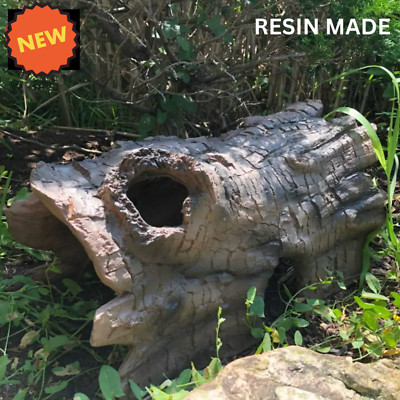 Hiding Place Fish Protector Koi Pond Realistic Faux Log Fish Cave Garden Decor