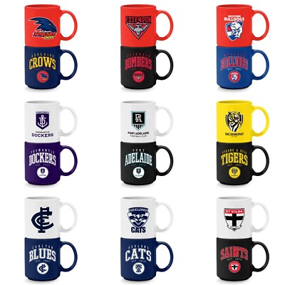 AFL Set of 2 Stackable Ceramic Coffee Mug Cups - Choose Your Team