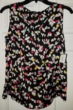  59 NWT Nine West Womens Multi Printed Pleat-Neck Sleeveless Top Size M Medium