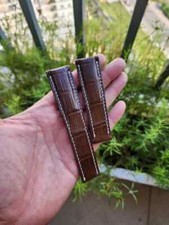 22/18 MM Brown 100 Genuine Ostrich legs Leather Skin Watch Strap Band-Handmade