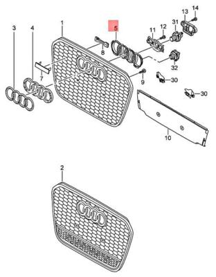 COVER FOR RADIATOR GRILLE AUDI RS6 QUATTRO PLUS AVANT QU 4G0853037F