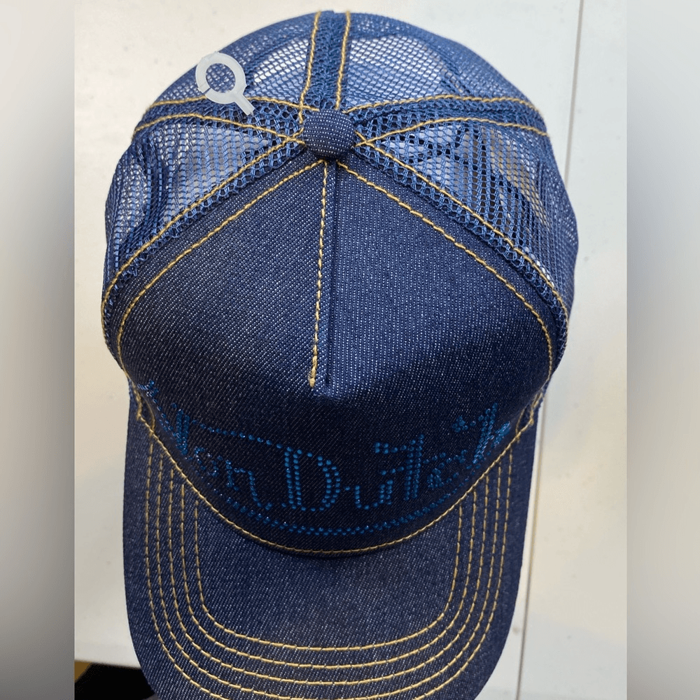 NWT Von Dutch Denim Trucker Hat Blue Stone Bling Mesh Snap