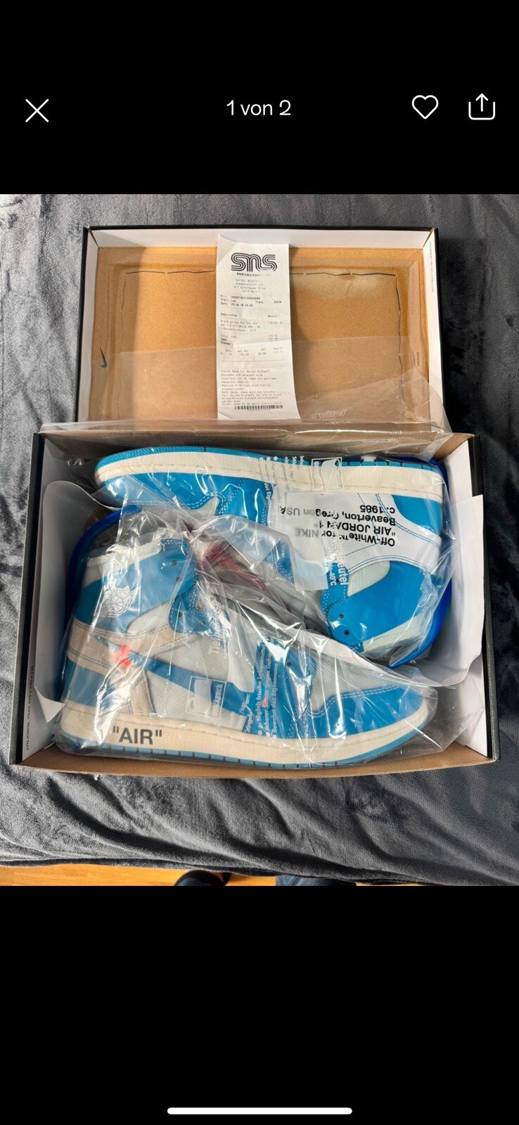 OFF WHITE X NIKE Nike Air Jordan 1 High OG UNC x OFF WHITE NRG EU46 I US12 I UK11 NUOVE