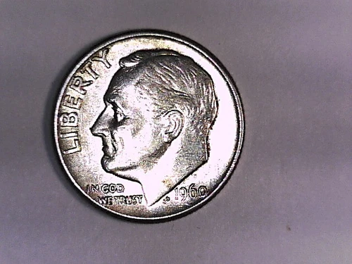U S 1960 D Roosevelt Silver 10c extra fine